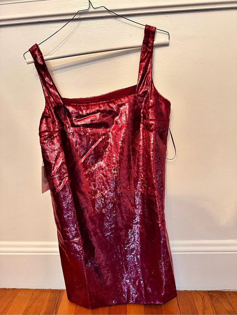 Hyacinth House Cranberry Velvet Bow Jaclyn Mini Dress Red